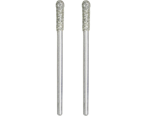Meule sur tige avec revêtement diamant Proxxon Ø 3,2mm, 2 pces Deux mèches diamantées à tête ronde