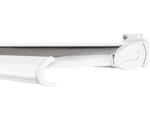 SOLUNA Kassettenmarkise Exclusiv 2,5x2 Stoff Dessin 320925 Gestell RAL 9016 verkehrsweiß Antrieb rechts inkl. Motor und Wandschalter