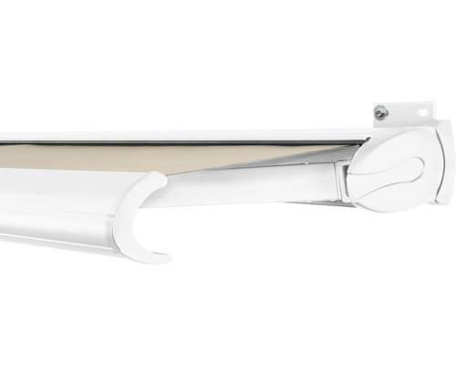 SOLUNA Kassettenmarkise Exclusiv 2x1,5 Stoff Dessin 320930 Gestell RAL 9016 verkehrsweiß Antrieb rechts inkl. Motor und Wandschalter
