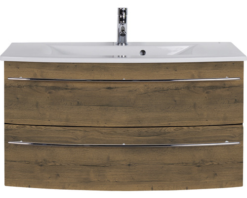 Meuble sous-lavabo avec deux tiroirs et vasque à poser