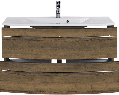 Meuble sous-vasque avec deux tiroirs et lavabo à poser