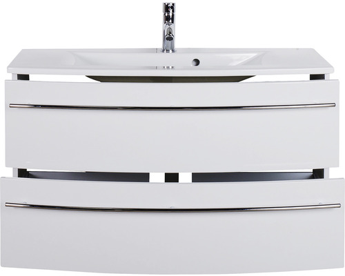 Waschtischunterschrank mit Waschbecken und zwei Schubladen