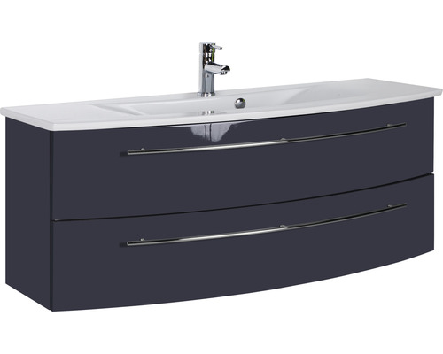 Ensemble de meubles de salle de bains 3040 couleur de façade anthracite brillant 2 pièces avec lavabo en céramique blanc lxhxp 121 x 90 x 51 cm