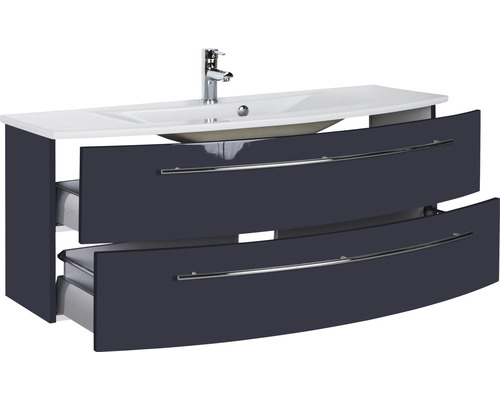 Meuble sous-lavabo avec deux tiroirs, robinetterie et lavabo