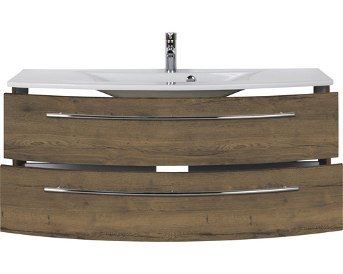 Waschtischunterschrank mit zwei Schubladen und Aufsatzwaschbecken