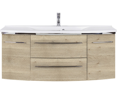 Meuble-lavabo avec meuble sous-vasque et deux tiroirs ainsi que deux portes