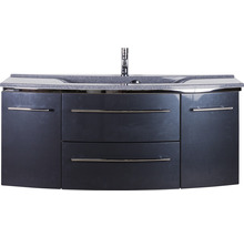 Badmöbel-Set Marlin 3040 Frontfarbe anthrazit glanz 2-teilig mit Mineralmarmor-Waschtisch granit grau BxHxT 122 x 90 x 48 cm
