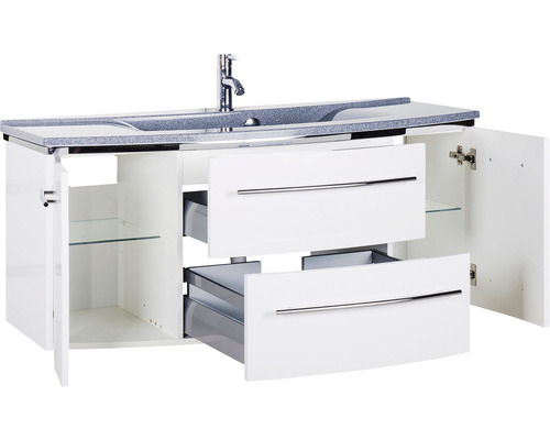 Meuble sous-lavabo avec lavabo, deux tiroirs et deux portes d''armoire