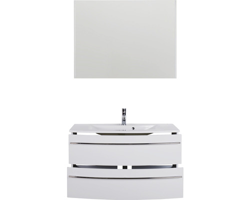 Ensemble de salle de bains avec meuble sous-lavabo, lavabo et miroir pour la salle de bains