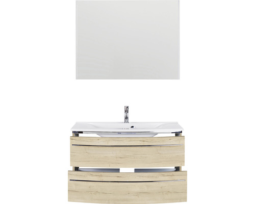 Meuble sous-lavabo avec vasque à poser et miroir pour la salle de bains