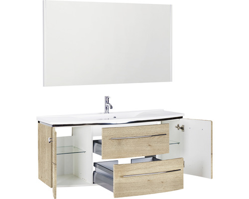Badezimmermöbelset mit Waschtisch, Unterschrank, Waschbecken und Spiegel