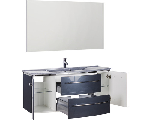 Ensemble de meubles de salle de bains avec meuble sous-lavabo, lavabo et miroir