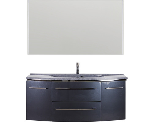Ensemble de meubles de salle de bain avec meuble sous-lavabo, plan de toilette et miroir pour une conception de salle de bain moderne