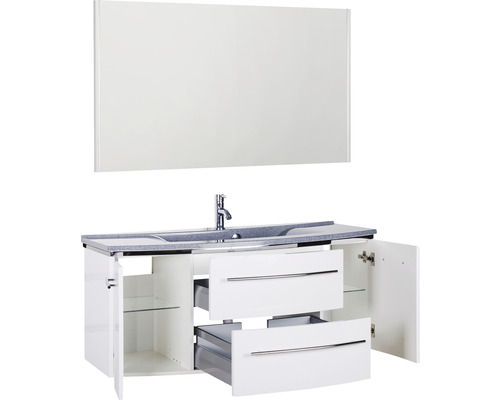 Meuble sous-lavabo avec lavabo, robinet et armoire de toilette pour la salle de bain