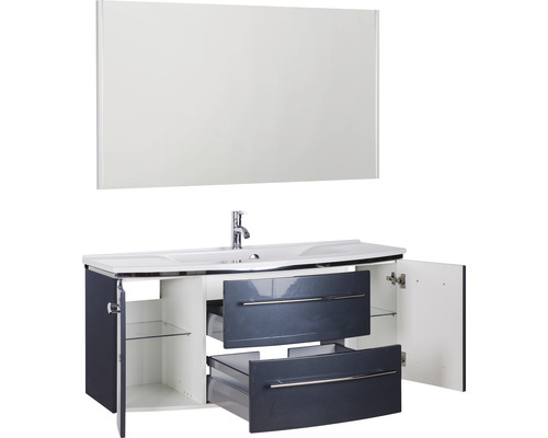 Meuble-lavabo avec miroir, meuble bas, lavabo et robinet