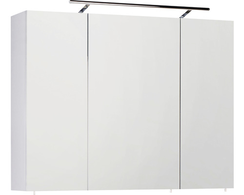 Armoire de toilette Marlin Bad 90 x 17,5 x 74 cm blanc haute brillance 3 portes LED IP 20
