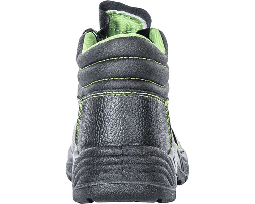 Rückansicht eines schwarzen Arbeitsstiefels