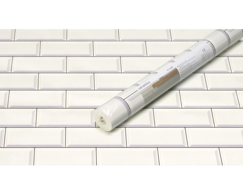 Rouleau de papier peint blanc aspect carreaux de métro