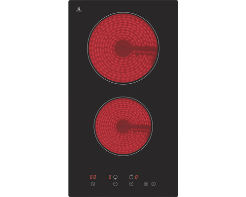 Plaque de cuisson double PKM 29 x 52 cm 2 foyers EB-GK-2TCG Table de cuisson noire avec deux zones de cuisson