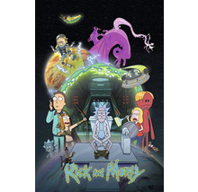 Rick and Morty Zeichentrickfiguren in einer Weltraumkulisse