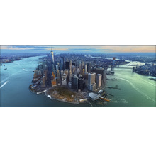 Vue panoramique de la skyline de New York avec le One World Trade Center et l''East River.