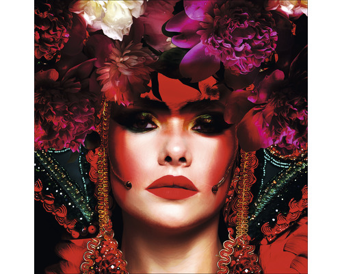 Portrait d''une femme avec des décorations florales et un maquillage élaboré
