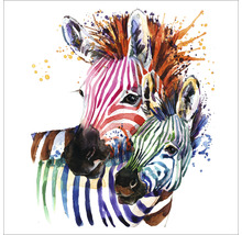 Glasbild Colored Zebra 30x30 cm