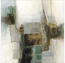 Peinture abstraite avec des formes géométriques et des accents dorés
