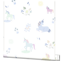 Tapete mit Einhorn- und Pflanzenmuster