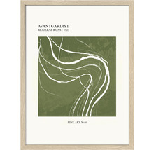 Affiche encadrée avec lignes blanches abstraites sur fond vert, Art moderne d''avant-garde 1925, Line Art No.6