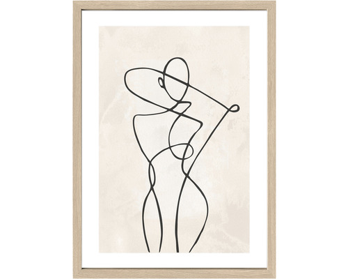 Tableau encadré Line Art Body I 53x73 cm Image encadrée avec une ligne de corps féminin abstraite