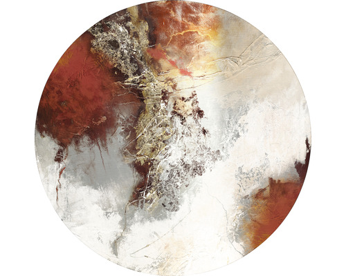 Tableau en métal Brown-Silver-Gold I Ø 98 cm Tableau mural rond abstrait avec structure