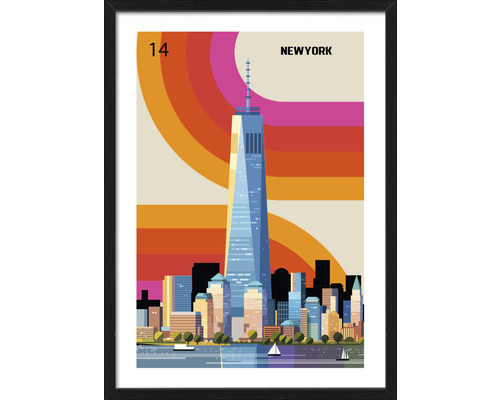 Gerahmtes Bild New York Retro 53x73 cm