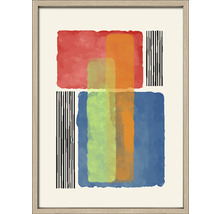 Image aquarelle abstraite encadrée avec des formes géométriques