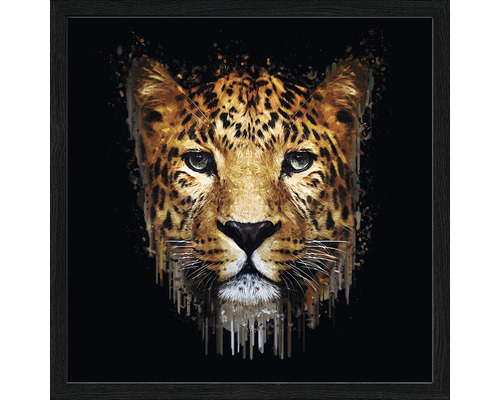Gerahmtes Bild Leopard Illustration 33x33 cm