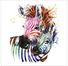 Illustration von zwei Zebras mit farbigen Streifen