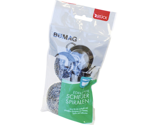 BUMAG Spirales à récurer en acier inoxydable, lot de deux