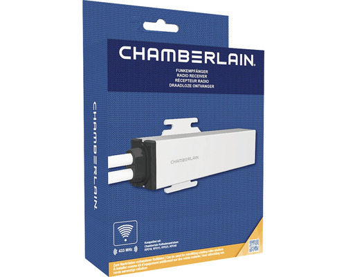 Récepteur radio Chamberlain pour motorisations de volets roulants dans son emballage