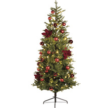 Arbre de Noël décoré avec boules et fleurs