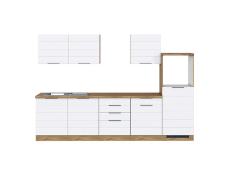 Held Möbel Küchenzeile Florenz 300 cm weiß matt zerlegt Variante reversibel