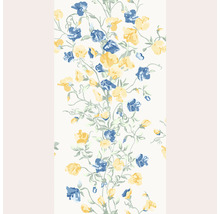 Papier peint avec motif floral de fleurs jaunes et bleues