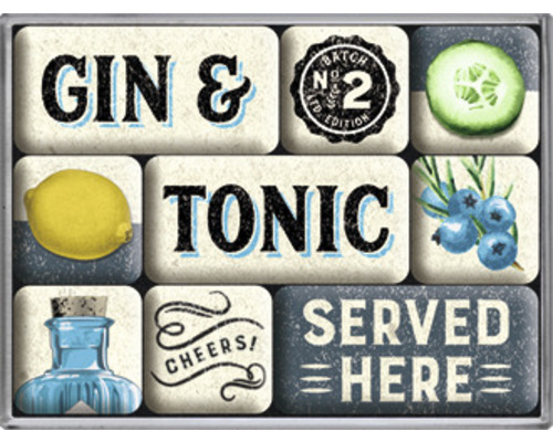 Magnet-Set Gin & Tonic Served Here 6x8 cm