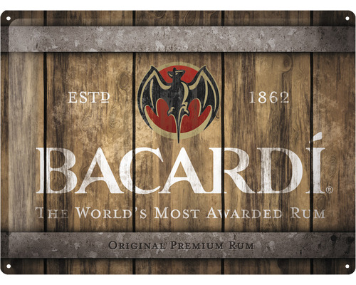 Plaque en tôle Bacardi Wood Barrel 30x40 cm-0