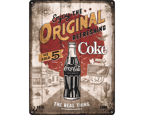 Plaque en tôle Coca-Cola Highway 66 30x40 cm