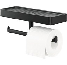 Schwarzer Toilettenpapierhalter mit Ablage