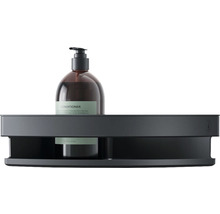 Graues Badezimmerregal mit Conditionerflasche