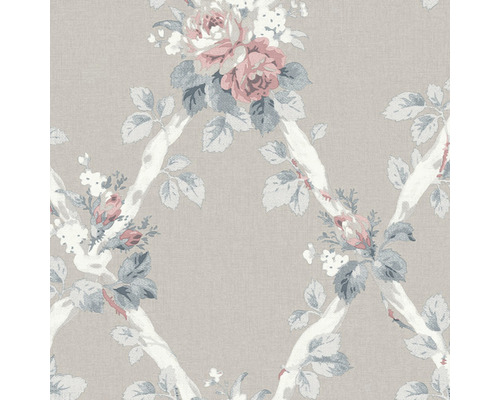 Papier peint intissé 115267 Laura Ashley Rosemore beige rose Papier peint à motif floral et de tiges