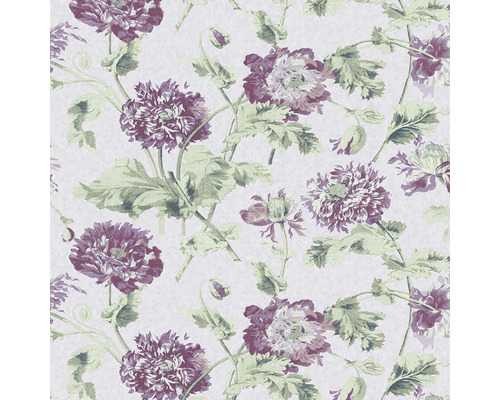 Papier peint intissé 115268 Laura Ashley Hepworth violet vert Papier peint à motif floral de coquelicots