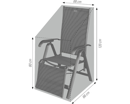 Dimensions d''une chaise de jardin : 66 cm de large, 120 cm de haut, 66 cm de profondeur