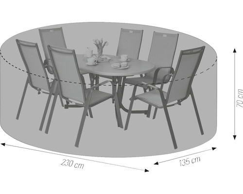 Housse de protection pour table de jardin et chaises, 230 x 135 x 70 cm
